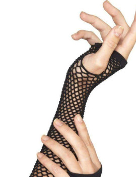 Smiffy's sheer Desires long black Fishnet Gloves