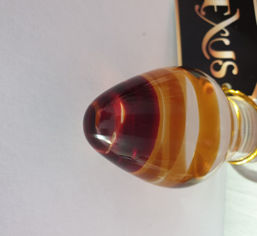 GLASS DILDÓ arany/bordó