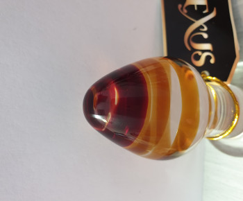 GLASS DILDÓ arany/bordó